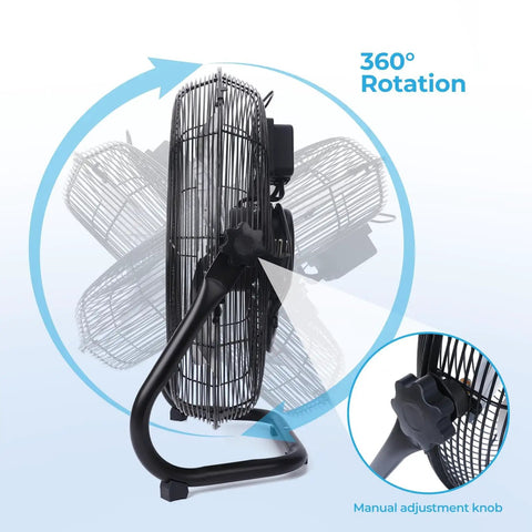 18 Inch High Velocity Floor Fan With Remote Control, 8 Speeds, Quiet BLDC Motor, Tilt Head, Metal Housing, 360° Rotation