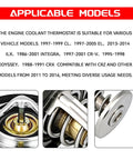 Premium Coolant Thermostat With Gasket Straight Swap Drop In Fix For Honda Civic Accord Crv Odyssey And Acura close-up showing metal housing and valve.