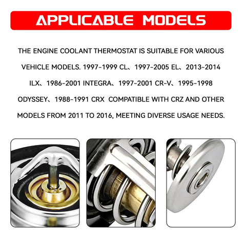 Premium Coolant Thermostat With Gasket Straight Swap Drop In Fix For Honda Civic Accord Crv Odyssey And Acura close-up showing metal housing and valve.