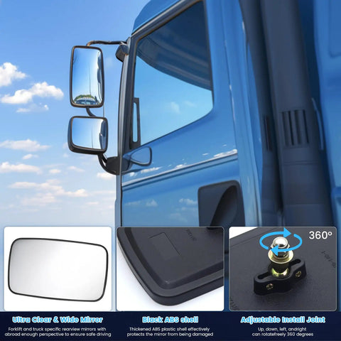 Built Tough Universal Rear View Mirror Kit For Forklifts And Tractors 9 By 5 Point 5 Inch Convex Glass With A Sleek Adjustable Rod And Heavy Duty Pair For Rugged Trucks Plus Golf Carts