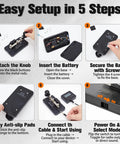 Portable Morse code trainer key with buzzer, battery compartment, and setup steps for beginners