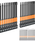 Hiinny 20-pc impact Allen wrench drill bit set, 4-inch S2 steel hex bits with orange grips in storage box