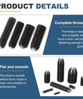 M6x12mm Black Carbon Steel Hex Socket Spring Plungers Ball Point Set Screws Locks In Tight For Furniture Repair And Machinery Fixtures Pack Of Twelve Snag Free Hardware Clips showing various screw types and clear threads.