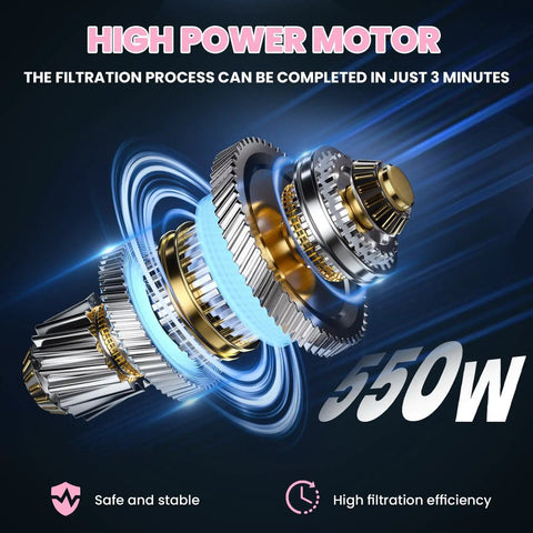 High power motor for Heavy Duty Restaurant Oil Filter Machine 55L Capacity With 3 Stage Purification System, 550W efficient filtration system.