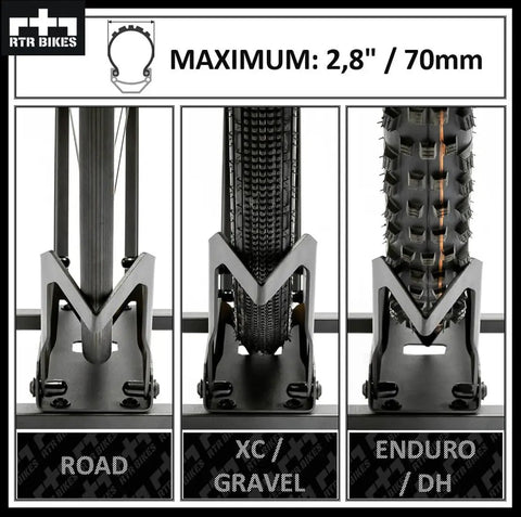 Heavy Duty Bike Floor Stand Steel Rack for E Bikes and Mountain Bikes up to 66 lbs Fits 26-29 Inch Wheels Tires up to 2.8 Inch