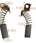 Fix That Janky Spark Carbon Brush Replacement Set Eight Pack showing two carbon brushes with copper wires and dimensions for motor repair.