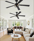 Two Pack Go To Farmhouse Style 48 Inch Ceiling Fans With Lights, Industrial Caged Design in a living room setting