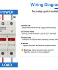 Wiring diagram for Two Pole 690V DIN Rail Fuse Holder For 10x38mm Fuses With Built In LED Indicator UL Recognized Up To 32A AC For Fast Troubleshooting And Reliable Power Distribution.