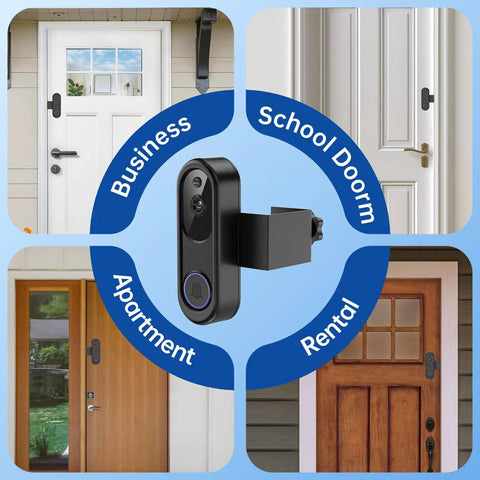 Anti Theft Video Doorbell Mount With No Drill Adjustable Bracket And Waterproof Cover, Keeps Sensor Clear, Apartment Door Camera Mount For inward swinging doors