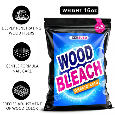 Top Shelf Oxalic Acid Wood Bleach One Pound Powder Formula in 16 oz package for deep wood cleaning and stain removal.