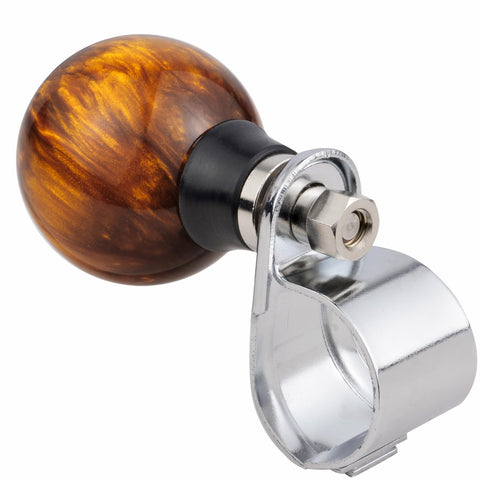 Brown Steering Wheel Knob Ball Spinner Booster Handle For Tractors Forklifts And Lawn Mowers Non Slip Rubber Grip Resin Core With Aluminum Base Easy Install