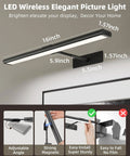 Slick Wireless Picture Light Featuring A Solid 4800mAh Battery And Strong Magnetic Mount With Ir Remote For Smooth Gallery Vibes And Dope Living Room Wall Lighting Upgrades, 16 inch adjustable design.