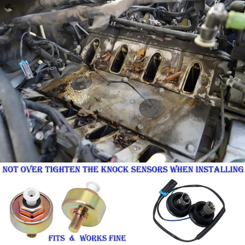 Chevy Knock Sensor Kit With Wiring Harness And Intake Manifold Gasket For Silverado Tahoe Avalanche Yukon Sierra Cadillac Hummer Drop In Replacement 12601822 showing parts and engine view