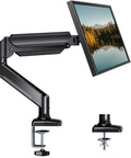Gas Spring Monitor Arm For 13 To 34 Inch Screens Adjustable Desk Mount With VESA 75x75 And 100x100 Supports 4.4 To 22 Lbs C Clamp Or Grommet Base Ergonomic Setup For Work Or Gaming with attached monitor