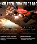 Non Touch Pilot Arc Plasma Cutter 50A Dual Voltage 110 220V With Large LED Display Heavy Duty Three Quarter Inch Cut PT 2T 4T Modes Perfect For DIYers And Pros cutting metal sheet