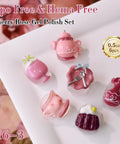 Six Piece HEMA Free Gel Polish Set 15ml Each In Nude Pink Rose Burgundy Neutral Milky Shades Soak Off Same Color Same Bottle Easy UV LED Cure In 60-120 Seconds For Nail Art Mani DIY Salon.