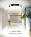 Dope 24 Inch Oval Flush Mount Light With 5CCT Dimmable ETL Listed Low Profile Double Ring Black Fixture in hallway setting