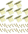 10 Piece Soft Close Cabinet Hinges Semi Concealed For Flush Mount Doors with screws, gold iron, top view