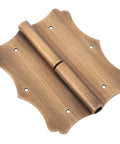 Heavy Duty Copper Door Hinges With Vintage Retro Style And Decorative Edges, single hinge, surface view, 5-hole design.