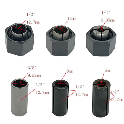 Router Collet Chuck And Nut Set With Reducer Sleeves For Easy Swap One Half Inch And One Quarter Inch Shanks Replacement Kit