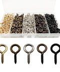 Sweet Gear Mini Screw Eye Hooks Rolling As A Hella Thick 750 Piece Multicolor Stash in a clear storage box with assorted colors.