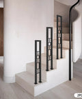 U Shaped Wrought Iron Stair Handrail Featuring Tough As Nails Rectangle Railing With Rock Solid Non Slip Base For Indoor Outdoor Porch Deck Loft Safety Support Two Pack Matte Black on modern staircase.