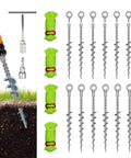 12 Pack Screw-In Ground Anchors For Tents And Outdoor Gear, 12 Inch Aluminum Tent Stakes, Rust-Resistant Detachable Auger Anchors display