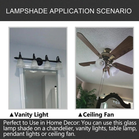 4 Pack Bell Shaped Alabaster Glass Ceiling Fan Light Covers Replacement Globes on ceiling fan and vanity light