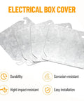 Four galvanized steel electrical box covers showing durability and corrosion resistance.