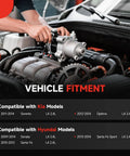Mechanic installing new starter replacement for Hyundai Sonata 2.4L Santa Fe Sport Kia Optima 2010-2014; plug and play, OEM grade