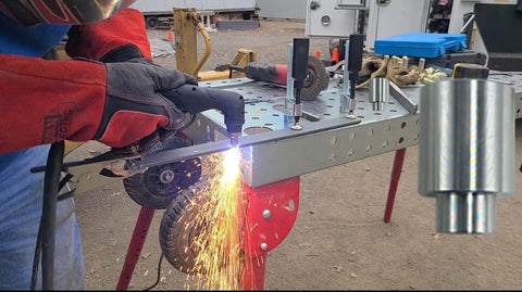 12 Pack Welding Table Fixture Pins Five Eighths By One By One Point Five Inches Aluminum Quick Setup Fixturing Kit used on welding table