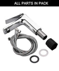 Solid Brass Bathroom Sink Faucet With Single Handle And Single Hole Design, Chrome Finish, Includes Supply Hose, All Parts Shown