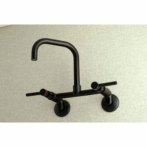 Concord 8 Inch Adjustable Center Wall Mount Kitchen Faucet Matte Black Built Tough With Solid Brass Construction on wall