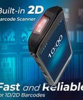Android 13 Handheld Barcode Scanner With 5.5 Inch Touch Screen, 6GB RAM 64GB Storage, shown from an angle with 2D scanner
