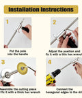 Installation instructions for 7 Inch Internal Pipe Cutter For Drill With Diamond Wheel And Hex Shank Adjustable Depth Handle