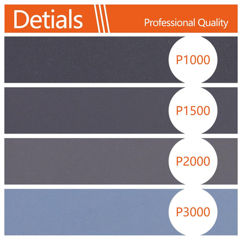 Grit options of 6 Inch Hook And Loop Sanding Discs Set With 80 Pcs Wet Dry Sandpaper Grits 1000 1500 2000 3000 And 2 Foam Pads
