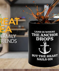 11oz Black Coffee Mug For Boaters Land Is Where Sailor Gift Funny Lake Theme Mug For Boat Captains And Crew Members Perfect Morning Coffee On The Go Every Day, spilling coffee in kitchen