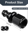 Two Pack 6AN Female To 3/8 Inch Barb Hose Fittings Leak Proof 37 Degree Flare Chamfer Deep Thread Ideal For Fuel Lines Oil Coolers Transmission Coolers Automotive Marine And Industrial Use, black anodized aluminum 6AN 9/16-18 UNF
