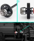 Steel Main Gear 0.5M 44T 48T RC Spur Gear for Arrma 1/18 Granite installation and close-up details.