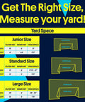 Size chart for Backyard 3-In-1 Soccer Goal With Rebounder And Backstop Net For Solo Training And Team Practice.