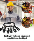 One Quarter Inch Hex Shank Bit Holder Extension Bar Keychain Screw Adapter displayed with worker holding thumbs up in workshop