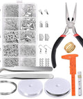 All In One Jewelry Making Kit With Pliers, Findings, Beading Wires And Repair Tools For Adults And Beginners, Easy Do It Yourself Jewelry Crafting Set Includes Accessories pictured with pliers, findings, and wires.