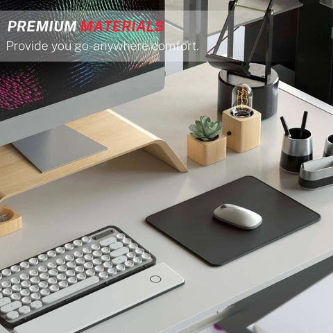 Extra Large 8.5 By 11 Inch Mouse Pad For Computer And Gaming With Anti Fray Stitch Edges Premium Textured Waterproof Surface Non Slip Rubber Base Ideal For Laptop Office Or Home Desk Setup Black on office desk
