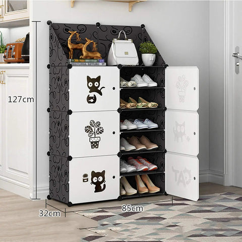 Modular Six Tier Shoe Rack Storage Shelf Two Column Design Holds Twenty Four Pairs Heavy Duty Plastic Build Compact Apartment Entryway Setup Easy Assembly Game Changer Bedroom Dorm Living Room