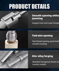 Detailed view of Dual Function Pipe Thread Cutting Tool For 1/2 And 3/4 Inch Water PVC Pipes Electric Drill Compatible integrated threading features.