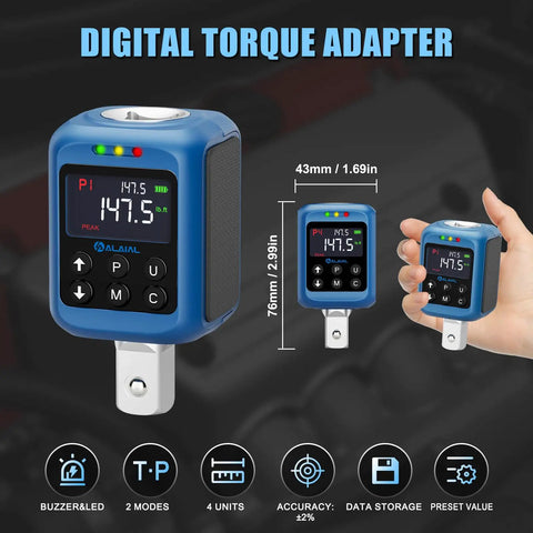 Digital Torque Adapter For Half Inch Drive Turns Your Torque Wrench Into A Precision Tool With Peak And Trace Modes