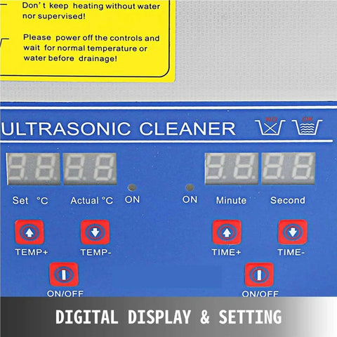 Digital control panel of Top Shelf 30 Liter Heavy Duty Ultrasonic Cleaner With Stainless Steel Tank And Smart Heat Cycle.