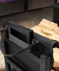 Indoor Firewood Rack And Log Holder With Wood Carrier, Powder Coated Steel Construction, Holds Up To 110 Pounds, close-up view