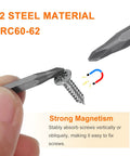 PH0 Phillips Screwdriver Bit Set 5 Pieces Pro Grade 28mm Length 4mm Hex Shank Magnetic Cross Head S2 Steel Close-Up