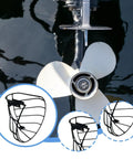 Heavy Duty Propeller Guard For Outboard Motor Dive Boats Keeps Gear Safe From Rocks And Debris With Easy Install Metal Hardware Protection That Slays The Water - Black metal guard on outboard motor.